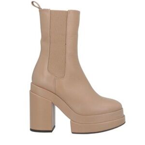 Paloma Barceló Platform Chelsea Boots Tan Leather Made Tan Platform Ankle Boots